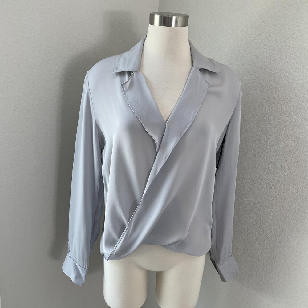 L'AGENCE Light Gray Wrap Blouse